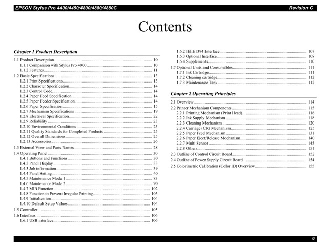 Epson Stylus Pro 4400 4450 4800 4880 4880C Service Manual